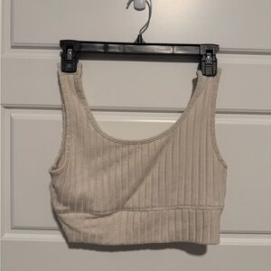 Z Supply ZOE SILKY RIB TANK BRA in Cream